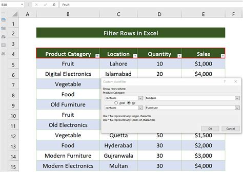 how to apply filter for more than 10000 rows in excel