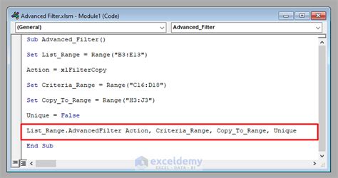 how to apply filter in vba