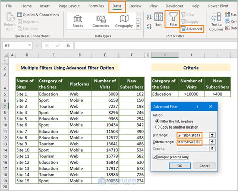 how to apply multiple filters in excel vba