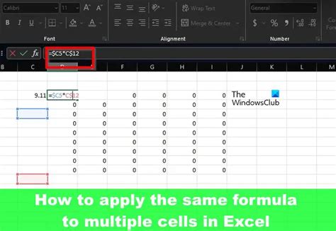 how to apply same equation in excel