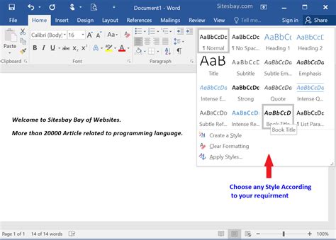 how to apply style in word