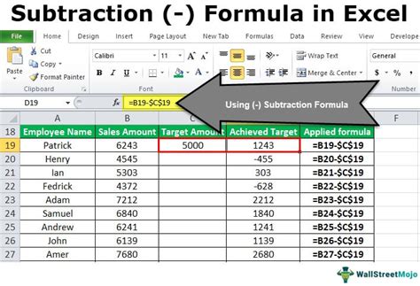 how to apply subtraction formula in excel for entire column