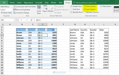 how to apply table format in excel