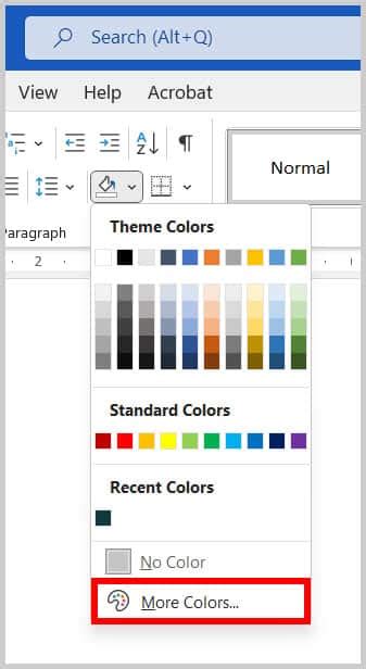 how to apply the gold accent five paragraph shading in word