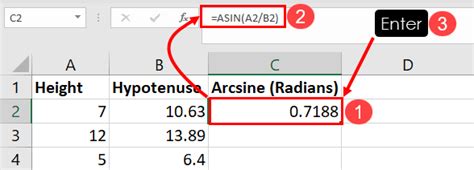how to arcsin in excel