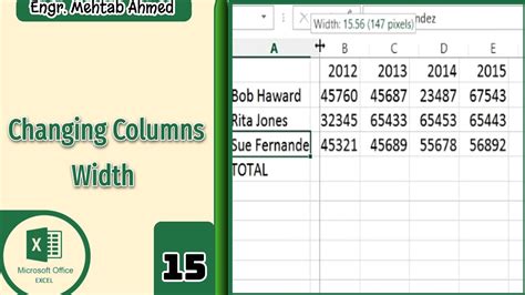 how to arrange column width in excel