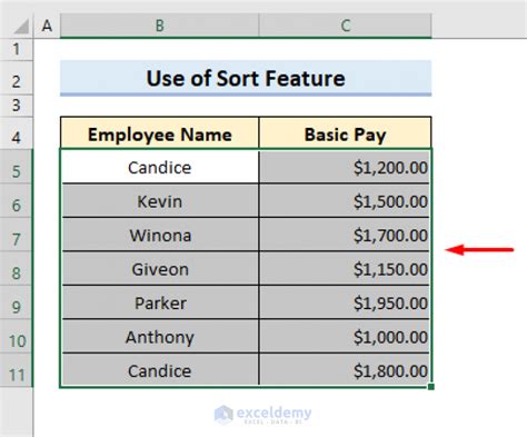 how to arrange list in ascending order in excel