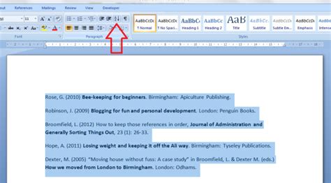 how to arrange references in alphabetical order in word document
