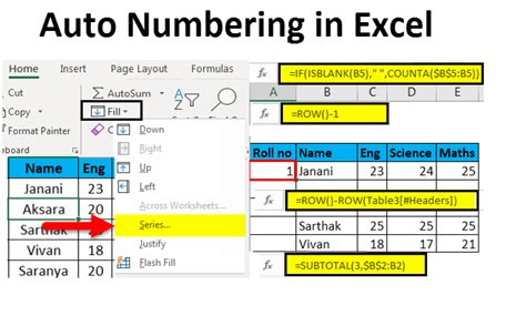 how to arrange row numbers in excel