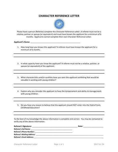 how to ask for a character reference