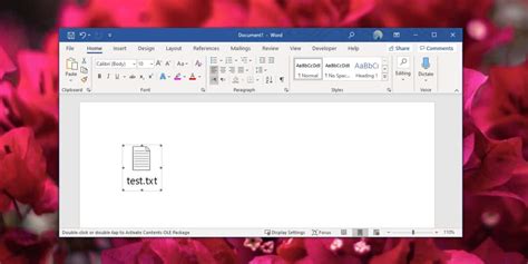 how to attach a file in ms word document