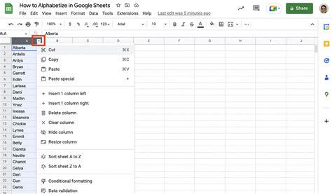 how to auto alphabetize in google sheets