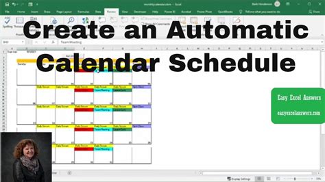 how to auto calendar in excel