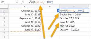 how to auto sort in google sheets by date