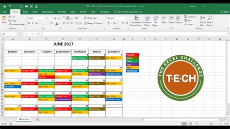 how to auto update calendar in excel