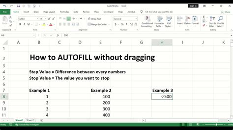 how to autofill column in excel without dragging