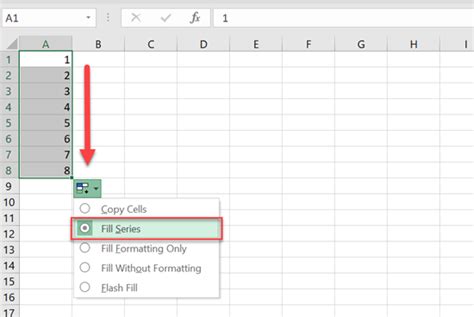 how to autofill numbers in excel