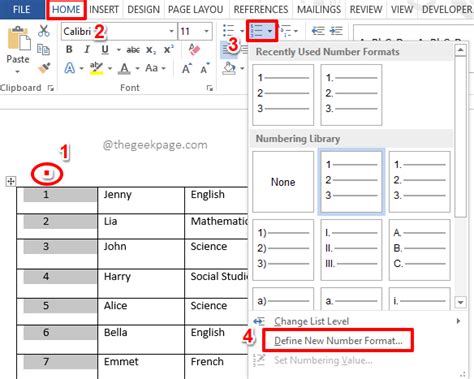 how to automatically add serial numbers in word
