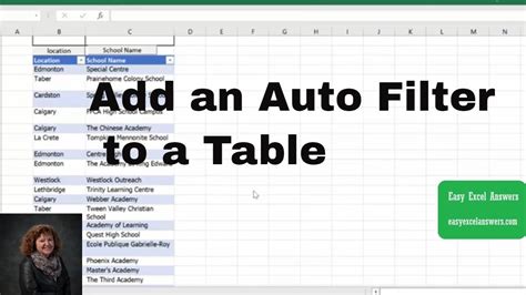 how to automatically filter a table in excel