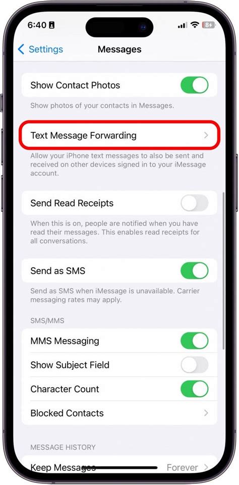 how to automatically forward text messages to another number iphone