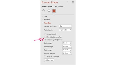 how to automatically resize text to fit in shape in powerpoint