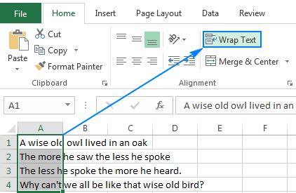 how to automatically wrap text in excel cell