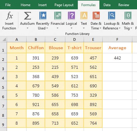 how to average multiple rows in excel