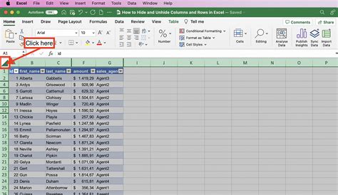 how to block all rows in excel