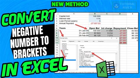 how to bracket negative numbers in excel