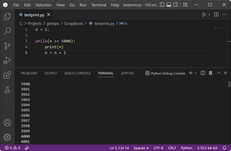 how to break terminal in visual studio code