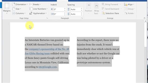 how to break text in microsoft word