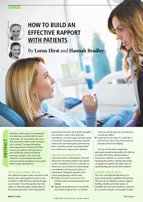 how to build a good rapport with patients