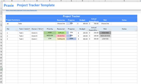 how to build a project tracker in excel