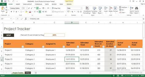 how to build project tracker in excel