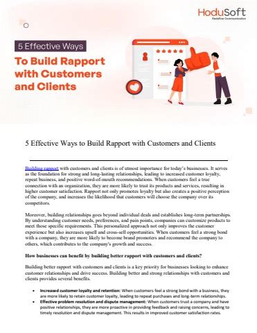 how to build rapport with customers examples pdf