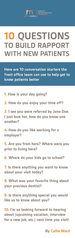 how to build rapport with patients questions