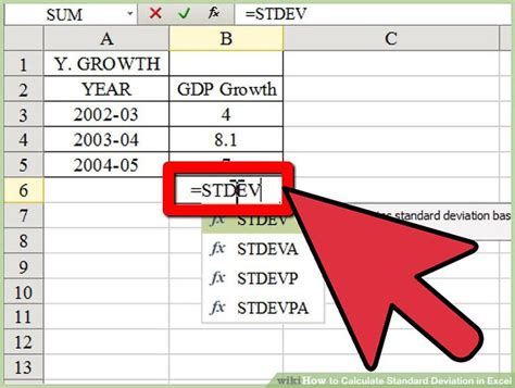 how to calculate 1 standard deviation in excel
