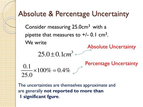 how to calculate absolute percentage uncertainty