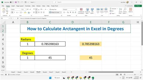 how to calculate arctan in excel