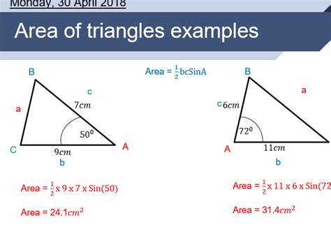 how to calculate area of triangle using trigonometry