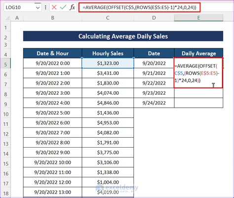 how to calculate average daily sales in excel
