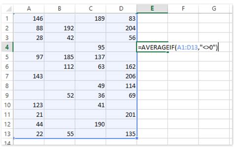 how to calculate average excluding blank cells