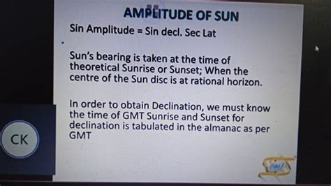 how to calculate compass error by amplitude of the sun