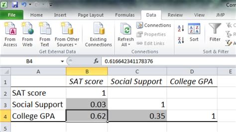 how to calculate correlation between 3 variables in excel
