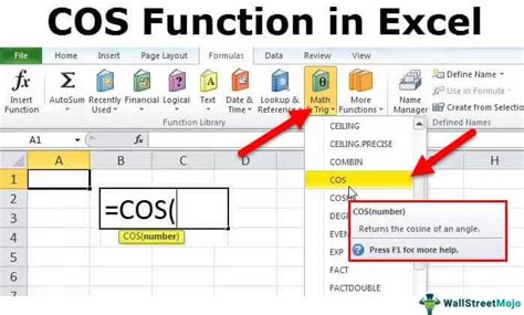 how to calculate cos 1 in excel