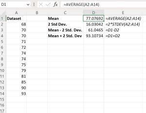 how to calculate deviation between two values in excel