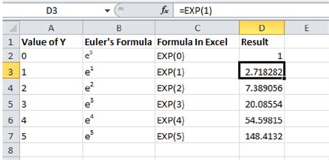 how to calculate e in excel