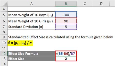 how to calculate effect size excel