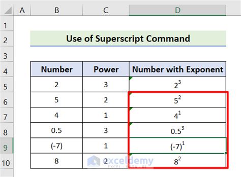 how to calculate exponents in excel