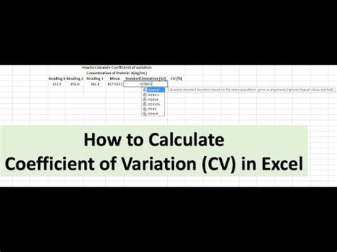 how to calculate geometric cv in excel